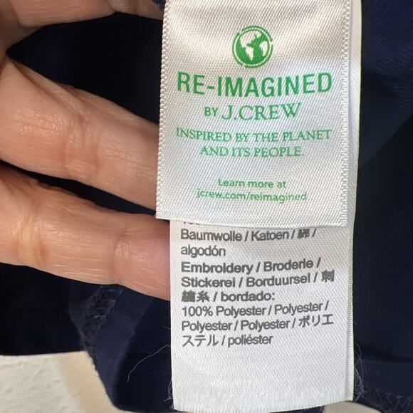 J. Crew Eyelet Puff Sleeve peasant embroidered top Medium Navy Blue Bow back - Picture 6 of 11